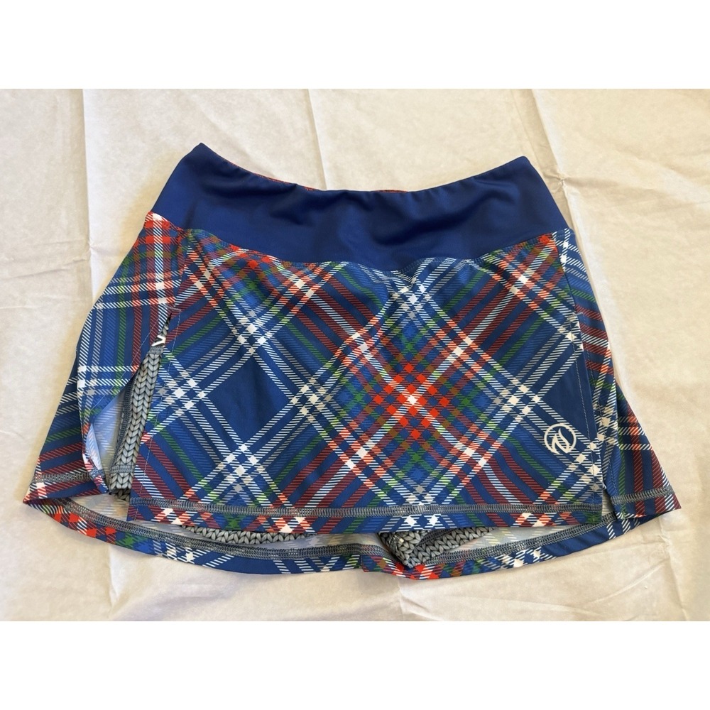 INKnBURN Winter Plaid Running Skort Size 4 Athletic Skirt Snowflake Short Pocket